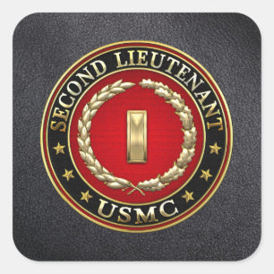 U.S. Flottor: Fänrik (USMC 2ndLt) [3D] Fyrkantigt Klistermärke
