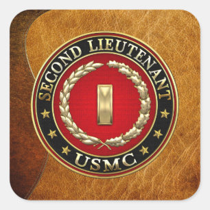 U.S. Flottor: Fänrik (USMC 2ndLt) [3D] Fyrkantigt Klistermärke