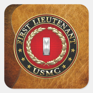 U.S. Flottor: Första Lieutenant (USMC 1stLt) [3D] Fyrkantigt Klistermärke