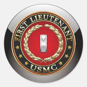 U.S. Flottor: Första Lieutenant (USMC 1stLt) [3D] Runt Klistermärke