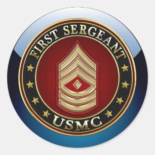 U.S. Flottor: Första Sergeant (USMC 1stSgt) [3D] Runt Klistermärke