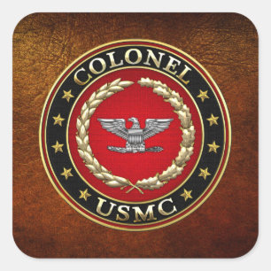 U.S. Flottor: Överste (USMC-Col) [3D] Fyrkantigt Klistermärke
