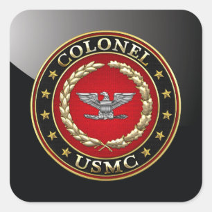 U.S. Flottor: Överste (USMC-Col) [3D] Fyrkantigt Klistermärke