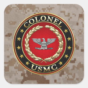 U.S. Flottor: Överste (USMC-Col) [3D] Fyrkantigt Klistermärke