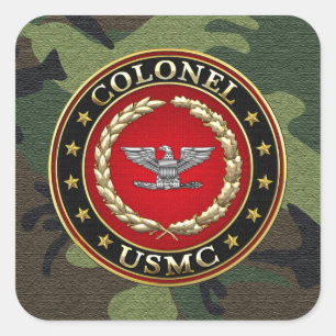 U.S. Flottor: Överste (USMC-Col) [3D] Fyrkantigt Klistermärke