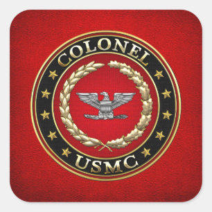 U.S. Flottor: Överste (USMC-Col) [3D] Fyrkantigt Klistermärke