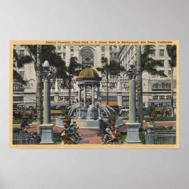 U.S. Grant Hotel, Plaza Park, Fontän View Poster (Framsidan)