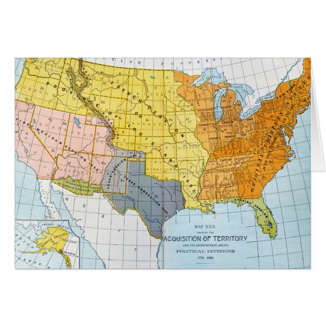 U.S. KARTA 1776-1884 HÄLSNINGSKORT (Framsidan Horizontal)