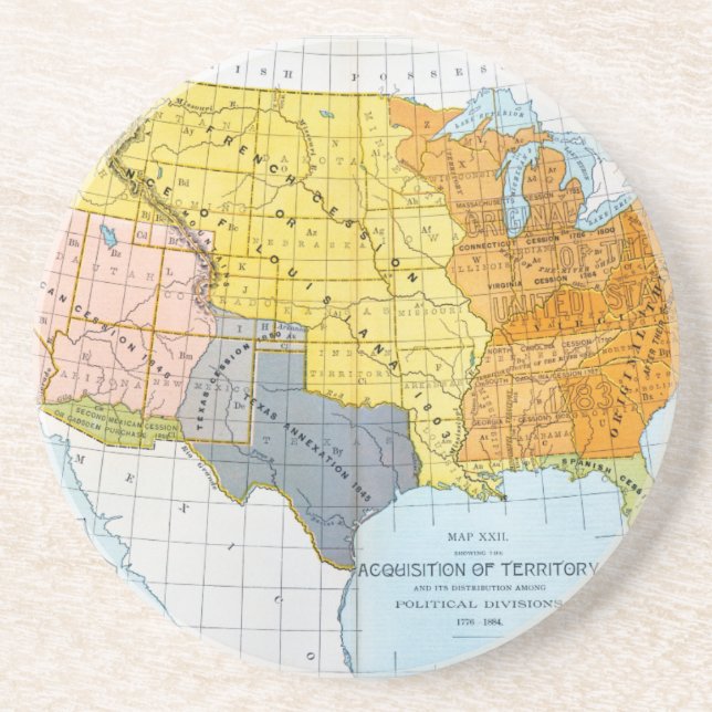 U.S. KARTA 1776-1884 UNDERLÄGG SANDSTEN (Framsidan)