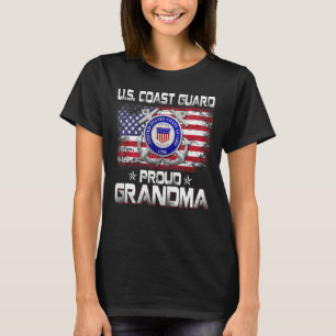 U S Kusten Guard Proud Grandma med amerikansk Flag T Shirt