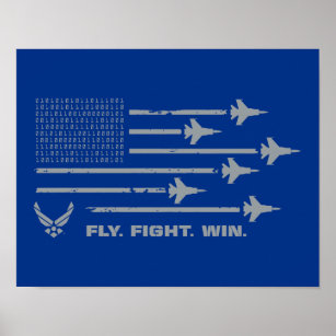 U.S. Luft Force   Flyg. Kämpa. Win - Grått Poster