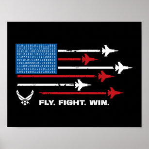 U.S. Luft Force   Flyg. Kämpa. Win - Rött och blåt Poster