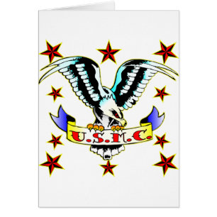 U.S.M.C. Old school Eagle Tattoo 2 Hälsningskort
