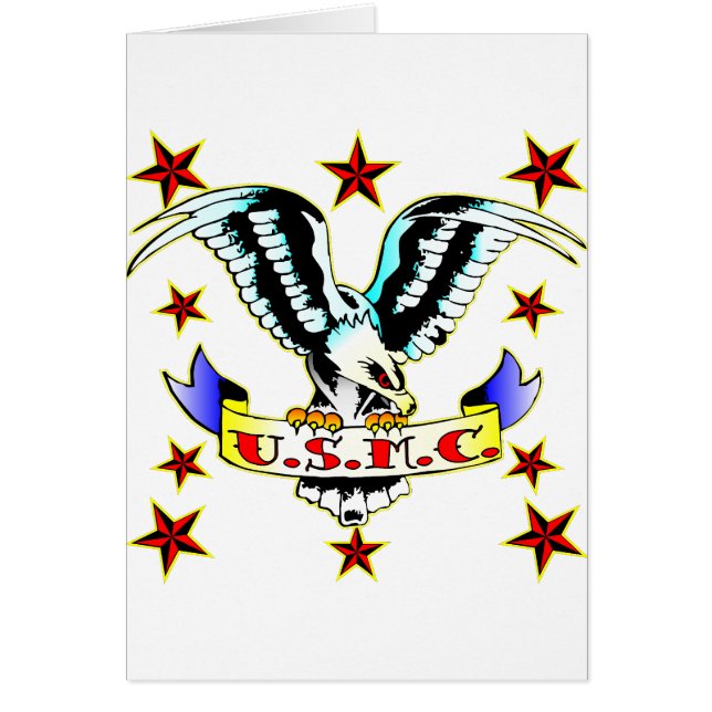 U.S.M.C. Old school Eagle Tattoo 2 Hälsningskort (Framsidan)