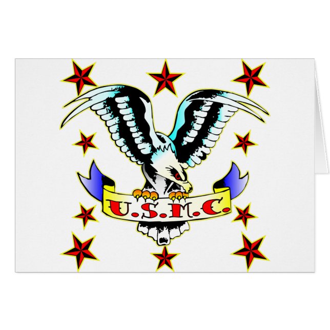 U.S.M.C. Old school Eagle Tattoo 2 Hälsningskort (Framsidan Horizontal)