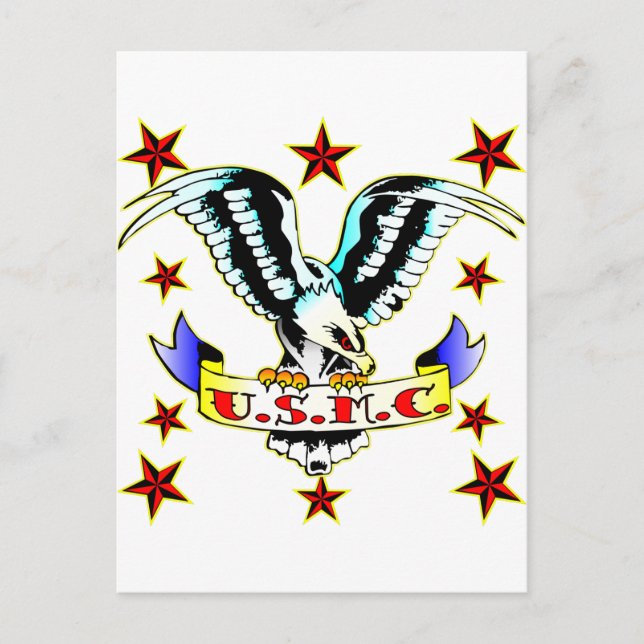 U.S.M.C. Old school Eagle Tattoo 2 Vykort (Framsida)