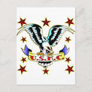 U.S.M.C. Old school Eagle Tattoo 2 Vykort