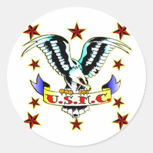 U.S.M.C. Old schoolörntatuering 2 Runt Klistermärke