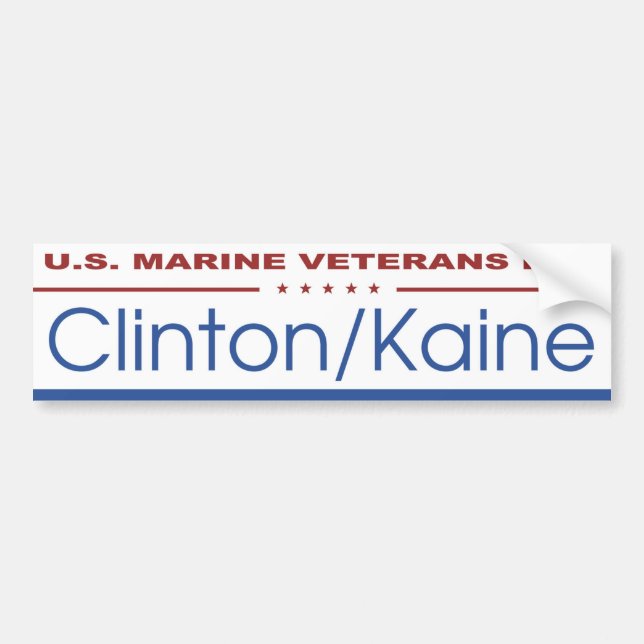 U.S. Marin- veteran för Clinton/den Kaine Bildekal (Framsidan)