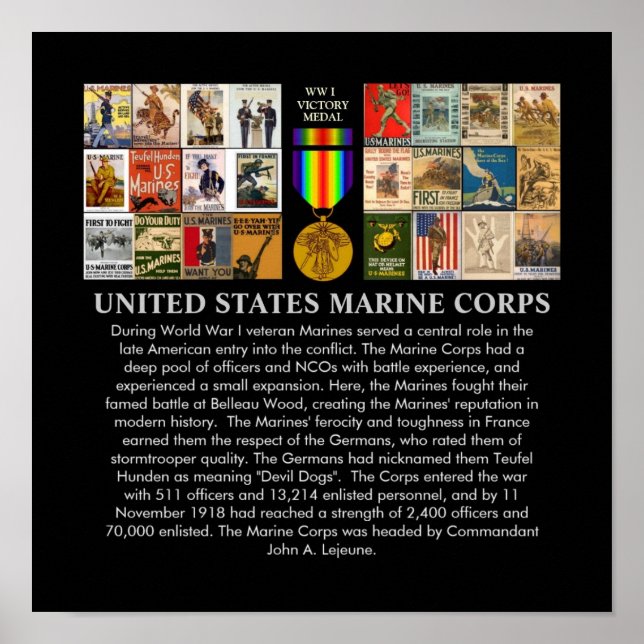 U.S. Marine Corps Världskrig 1 Rekrytering Poster (Framsidan)