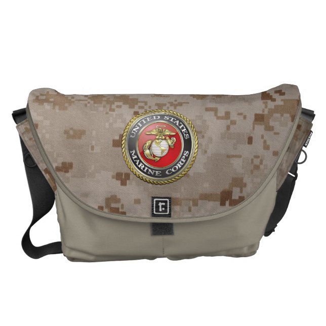 U.S. Marinkorpraler (USMC) Emblem [3D] Messenger Bag (Framsidan)