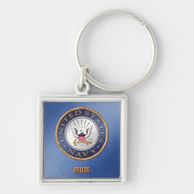U.S. Marinmamma Keychain Fyrkantig Silverfärgad Nyckelring (Framsidan)