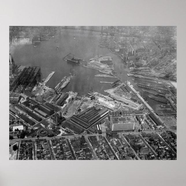 U.S. Naval Yard i Brooklyn NY Photograph (1932) Poster (Framsidan)