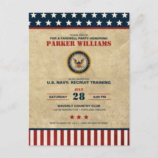 U.S. Navy Farewell Party - Recruit Training Vykort (Framsida)