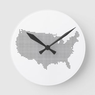 U.S. Pixel Land Rund Klocka