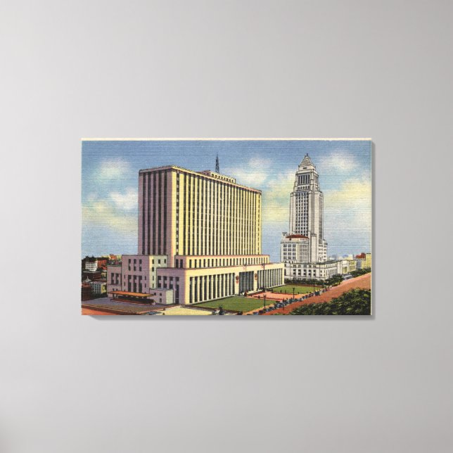 U. S. Post Office, City Hall och Federal Byggnad Canvastryck (Framsida)
