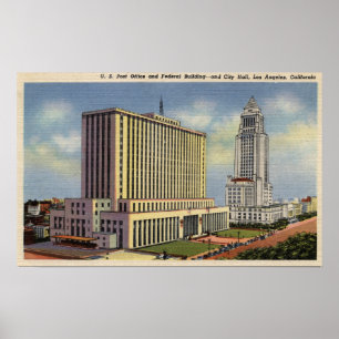 U. S. Post Office, City Hall och Federal Byggnad Poster