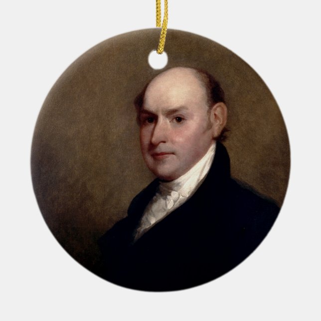 U.S. President John Quincy Adams av Gilbert Stuart Julgransprydnad Keramik (Framsidan)