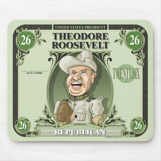 U.S. Presidenter Mousepad: #26 Theodore Roosevelt Musmatta (Framsidan)