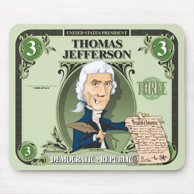 U.S. Presidenter Mousepad: #3 Thomas Jefferson Musmatta (Framsidan)