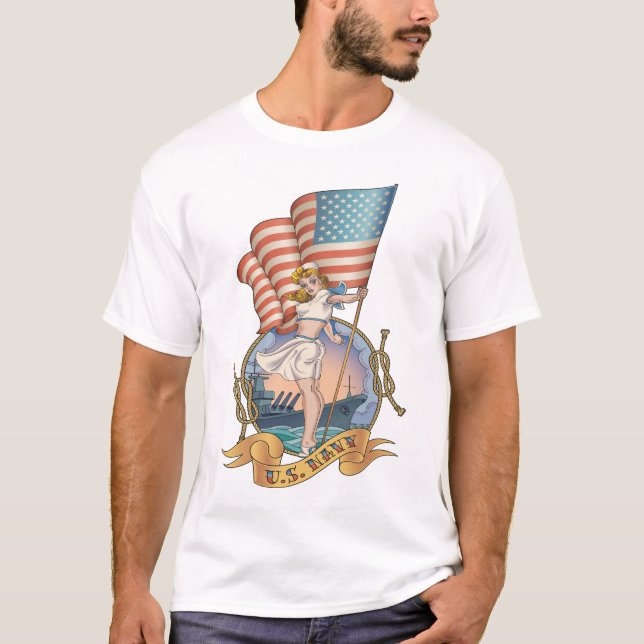 U.S. Retro skjorta för marin T Shirt (Framsida)