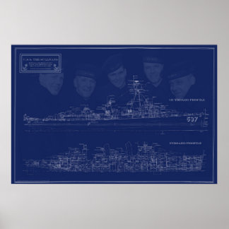 U.S.S. The Sullivans Finkonst Blueprint Poster