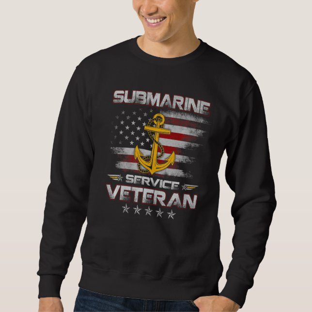U S SubMarine Service Veteran Submariner American Lång Ärmad Tröja (Framsida)
