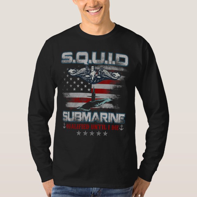 U S SubMarine Service Veteran Submariner USA flagg T Shirt (Framsida)