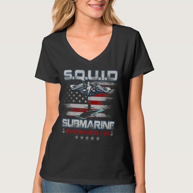U S SubMarine Service Veteran Submariner USA flagg T Shirt (Framsida)