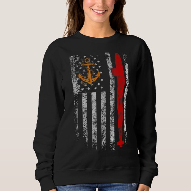 U S SubMarine Silent Service Veteran American Flag T Shirt (Framsida)