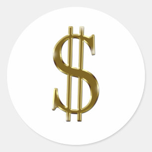 $ U.S.USD-tecken guld Runt Klistermärke