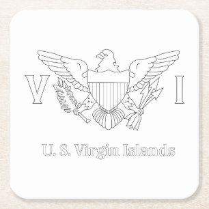 U.S. Virgin Island Flagga Vuxen Coloring Papprare Underlägg Papper Kvadrat