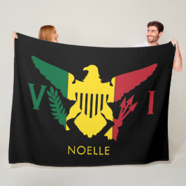 U.S. Virgin Islands Flagga, Rasta Red, Gult, Grönt Fleecefilt