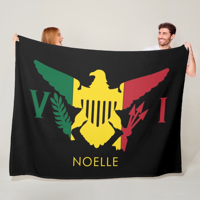 U.S. Virgin Islands Flagga, Rasta Red, Gult, Grönt Fleecefilt (På plats)