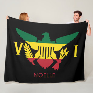 U.S. Virgin Islands Flagga, Rasta Red, Gult, Grönt Fleecefilt