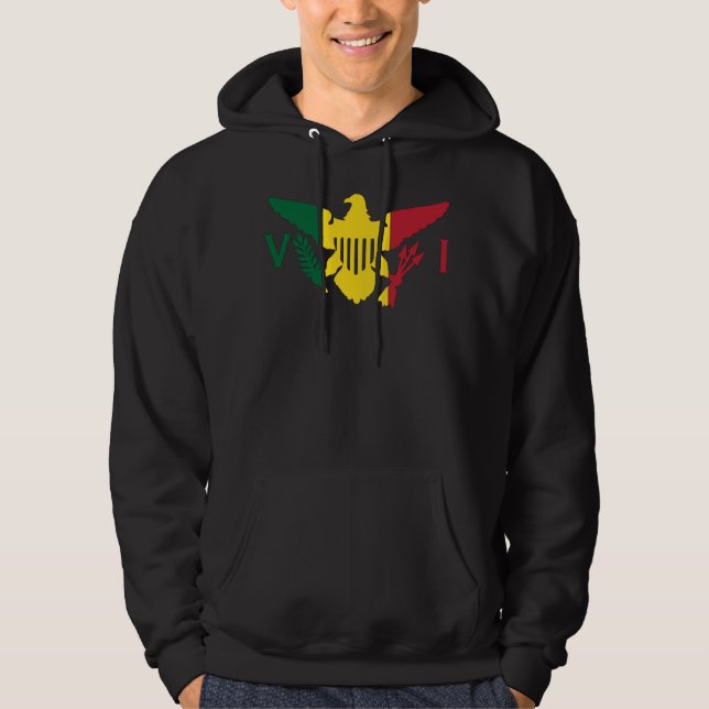 U.S. Virgin Islands Flagga Rasta, Red Gult Grönt Hoodie (Framsida)