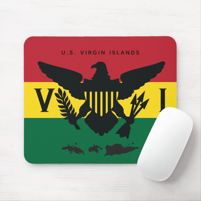 U.S. Virgin Islands Flagga Red, Gult, Grönt, Rasta Musmatta (Med mus)