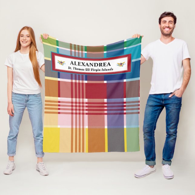 U.S. Virgin Islands Flagga St. Thomas Madras Anpas Fleecefilt (På plats)