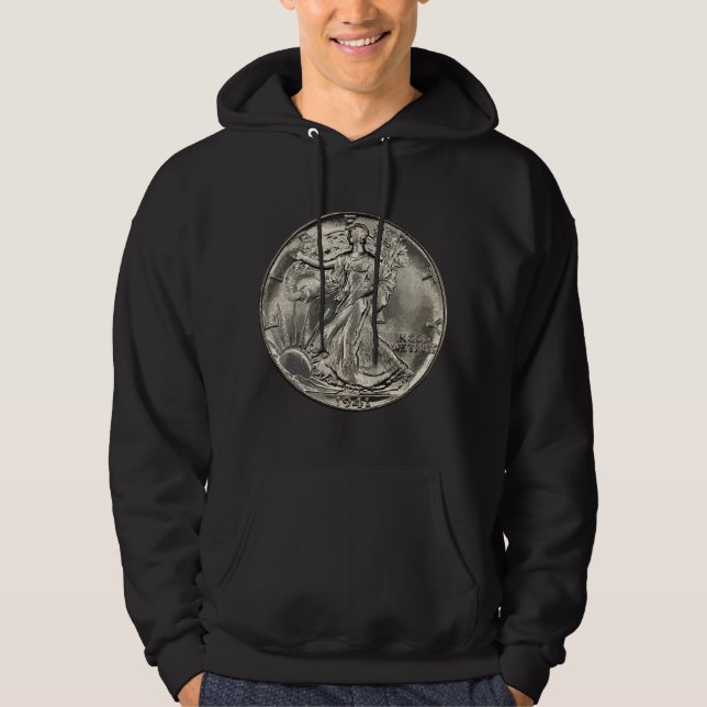 U.S. Walking Liberty Half Dollar Coin Collecting Hoodie (Framsida)