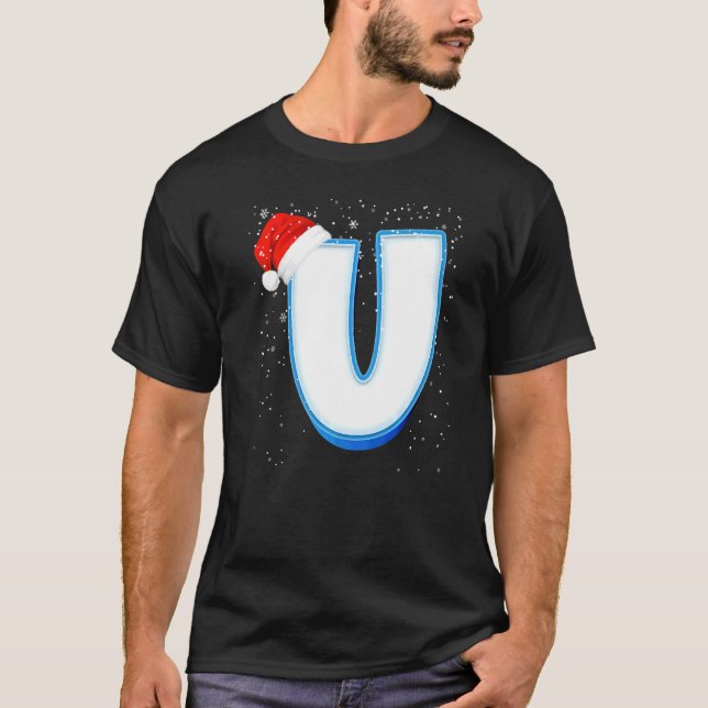U Snowy Capital jul Monogram Alphabet Brev T Shirt (Framsida)